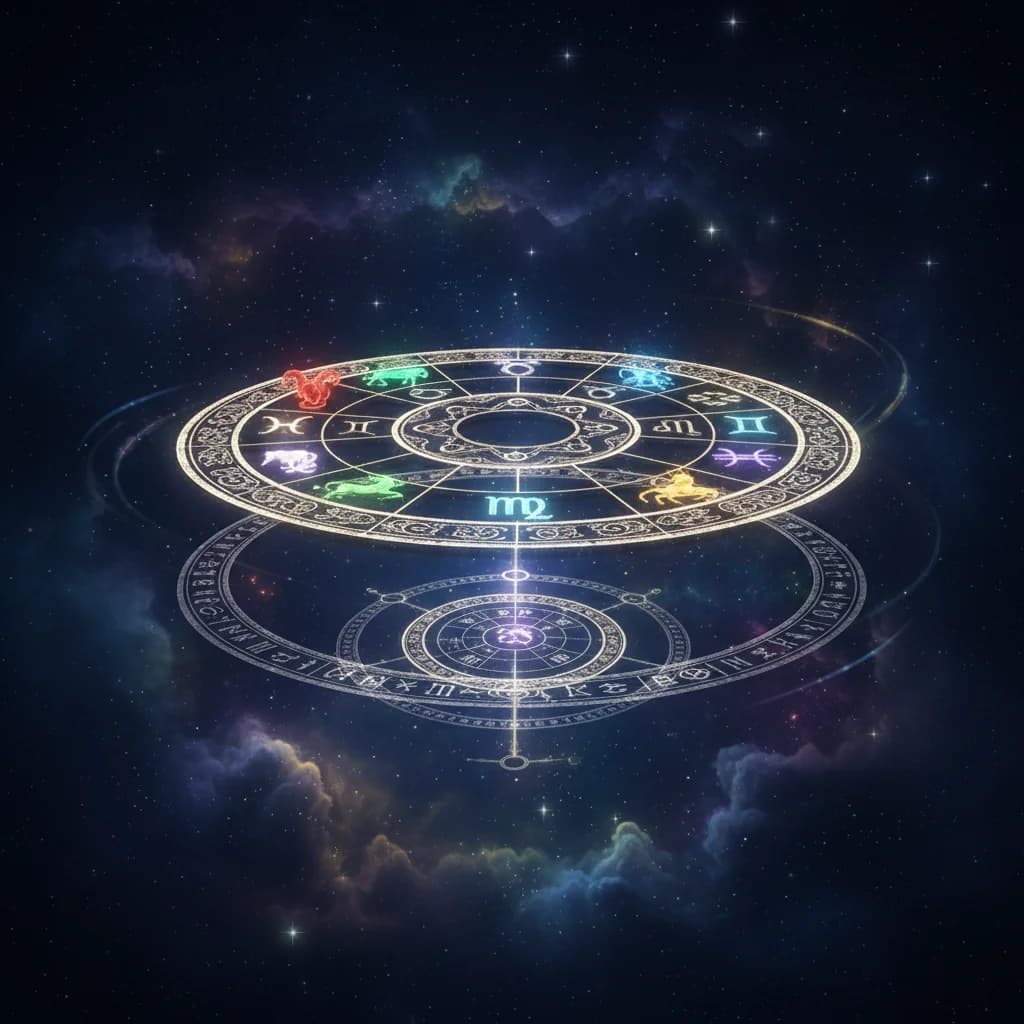 Glowing zodiac wheel