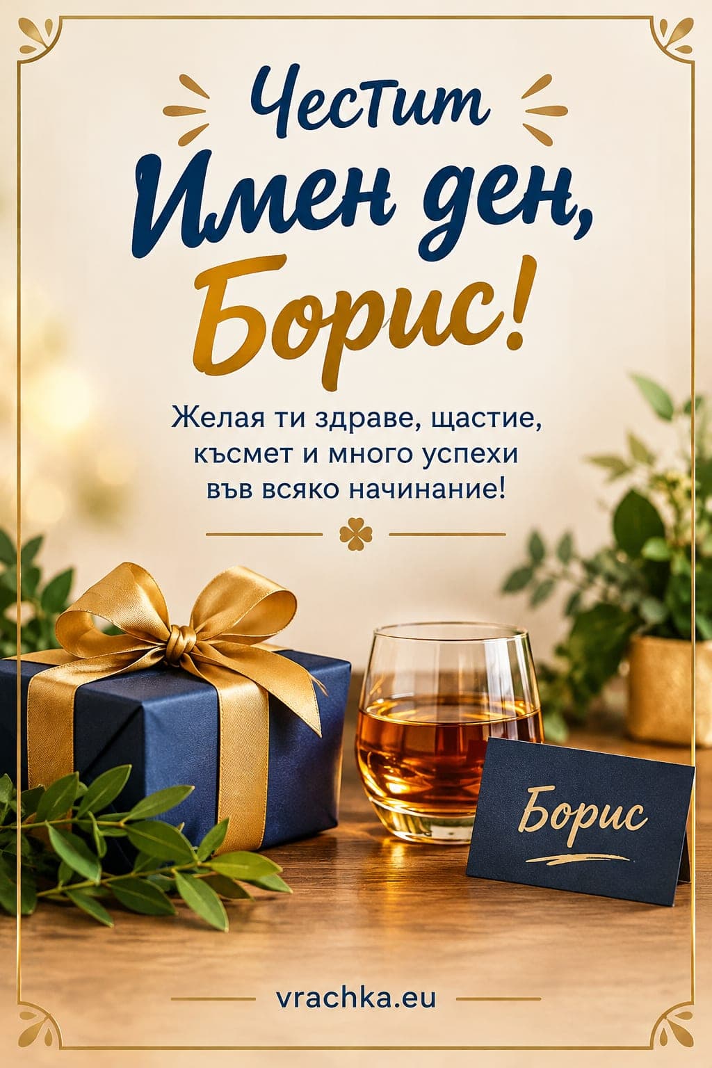 Картичка за имен ден на Борис