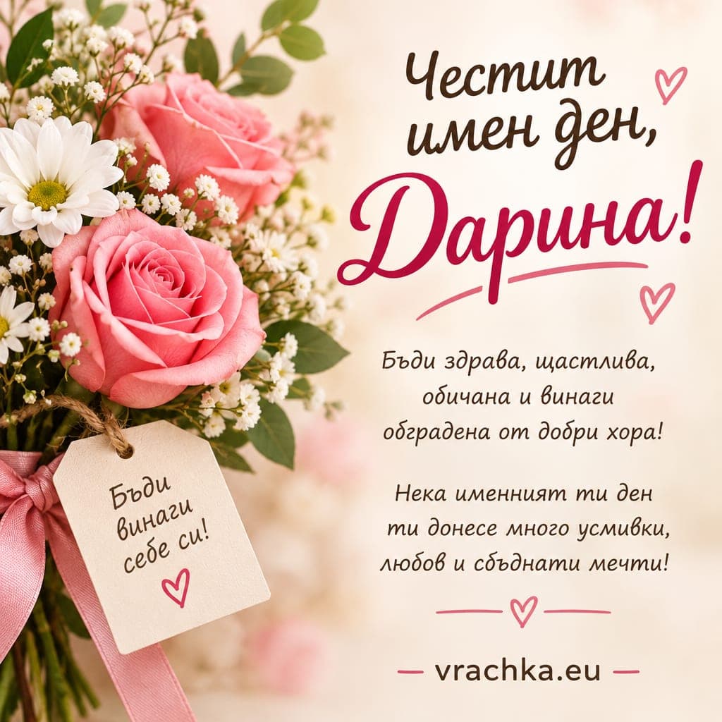 Картичка за имен ден на Дарина
