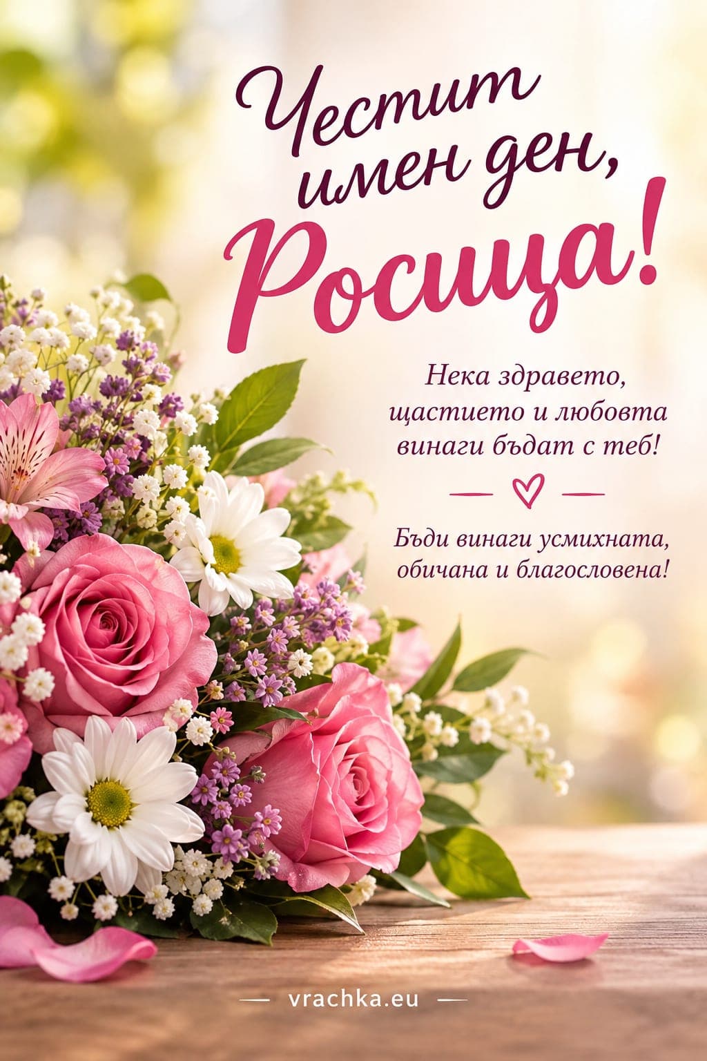Картичка за имен ден на Росица
