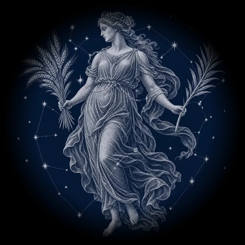 Engraving of the sign Virgo