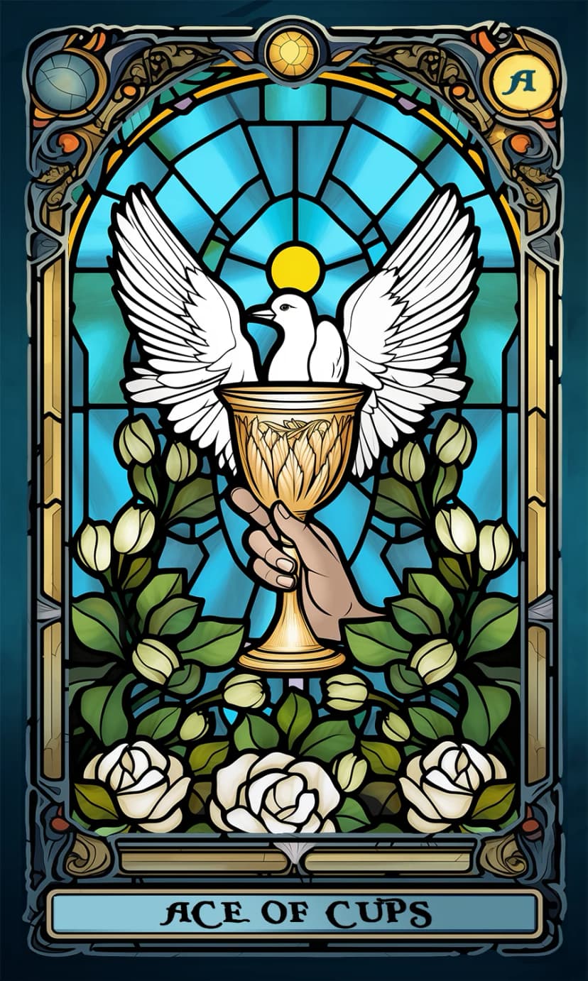 Изображение на карта таро Асо Чаши