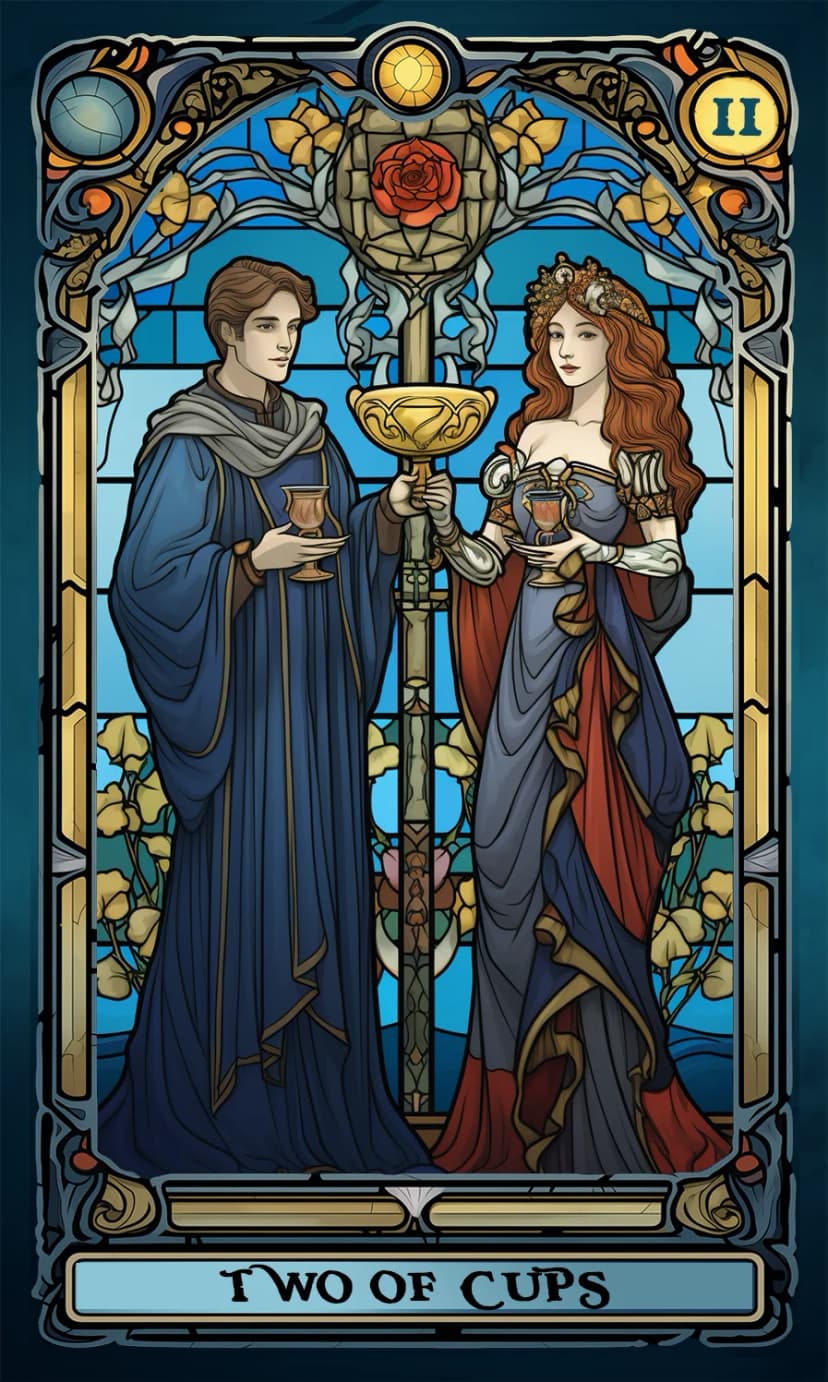 Tarot card image Двойка Чаши