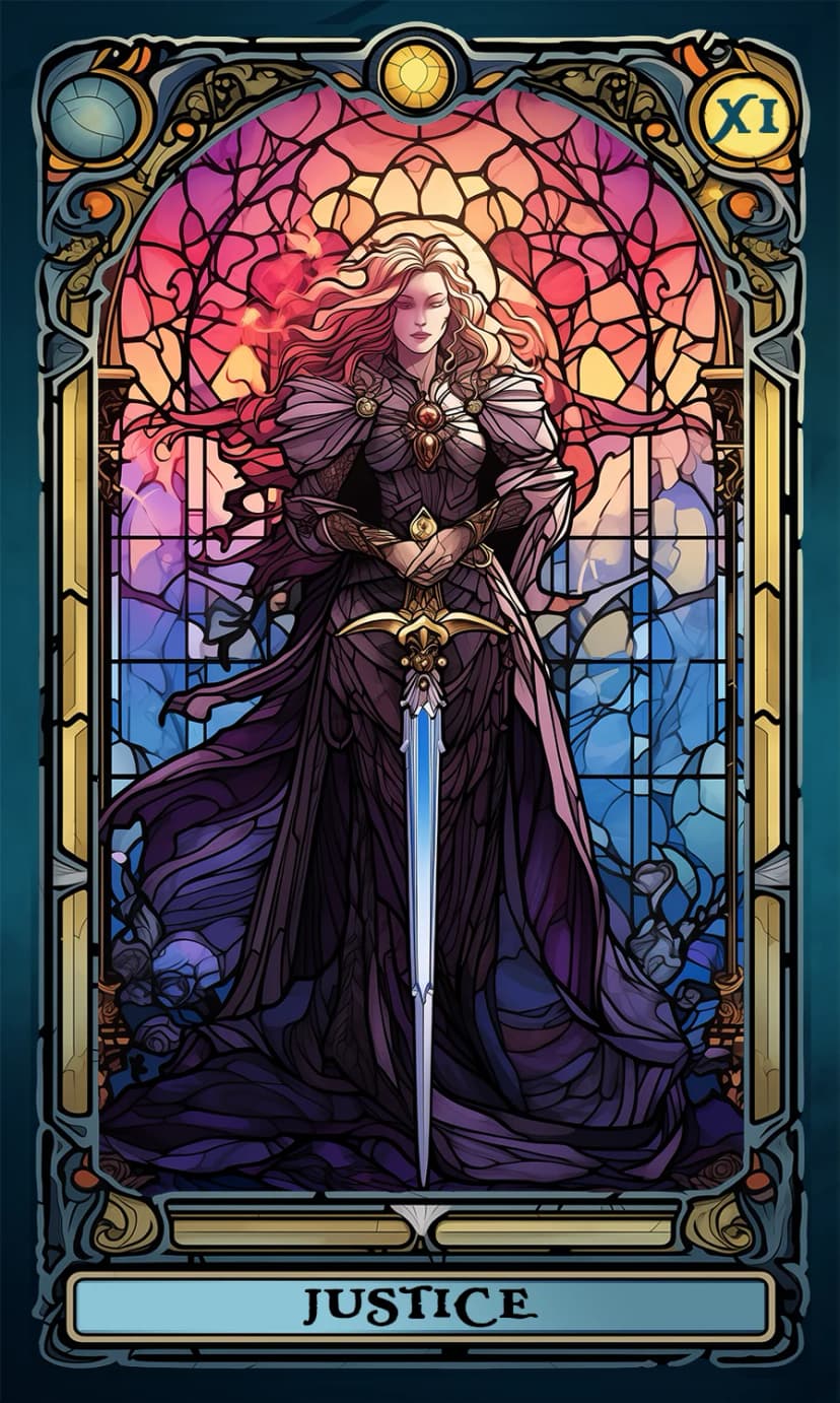 Изображение на карта таро Справедливостта