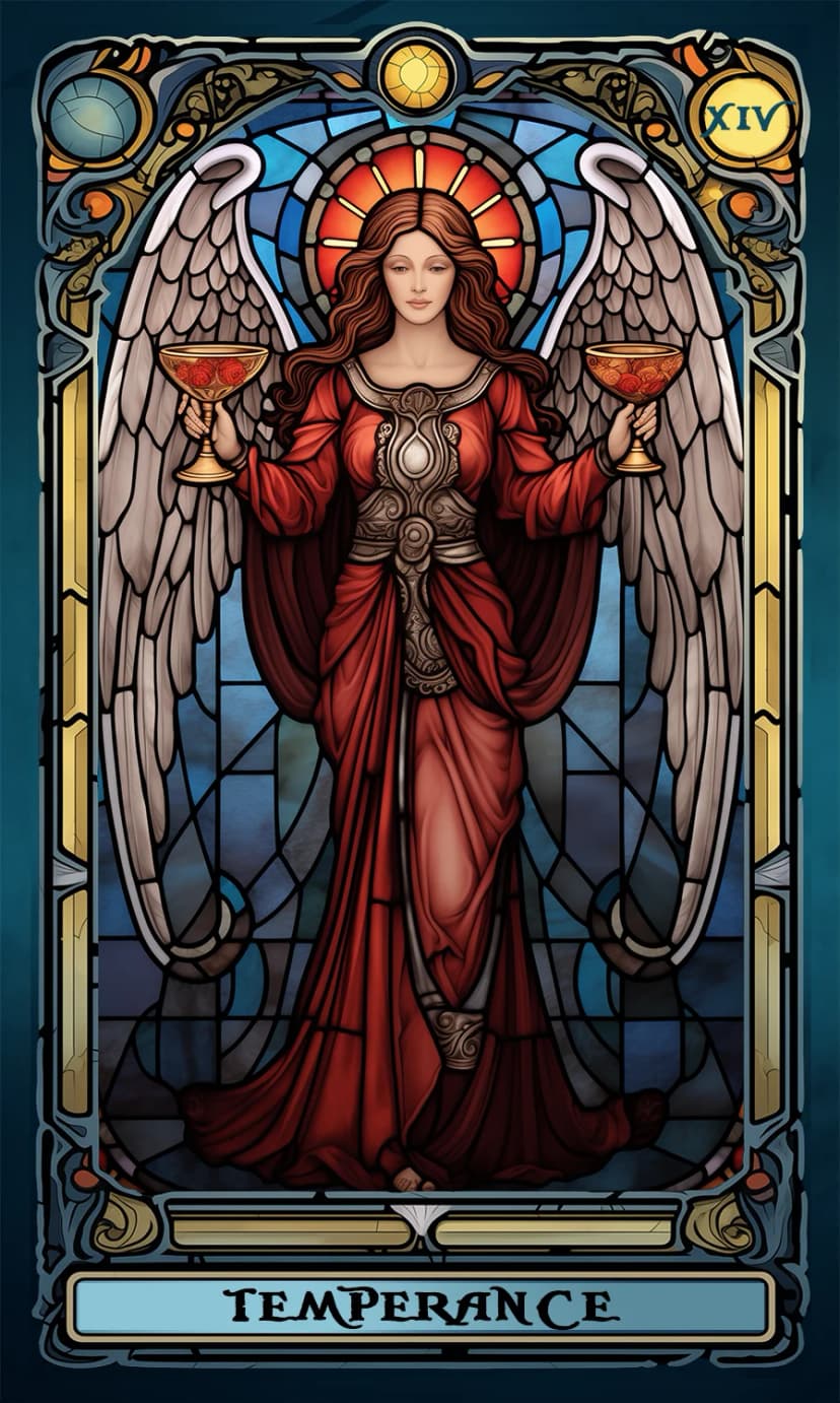 Изображение на карта таро Умереността