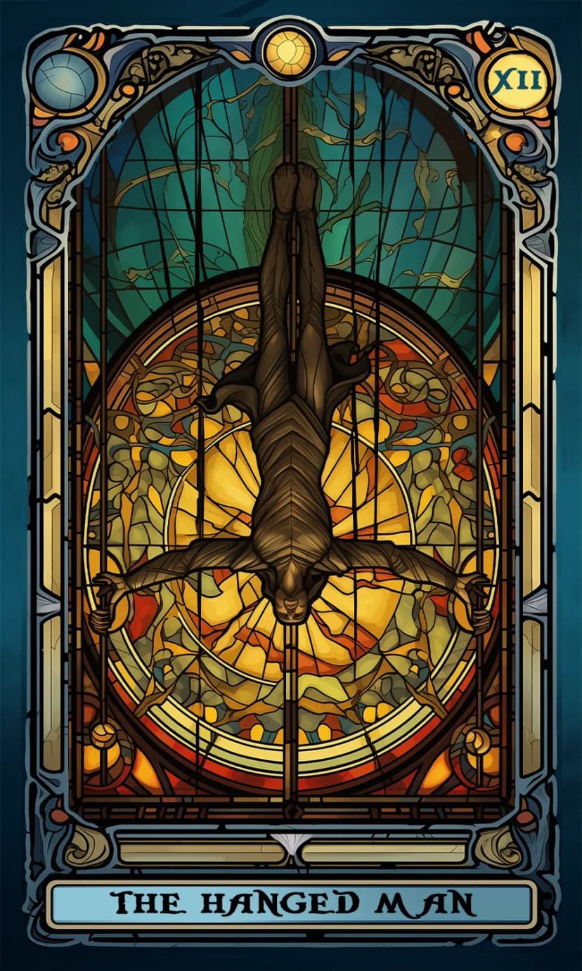 Изображение на карта таро Обесеният