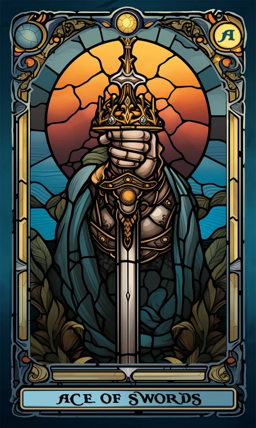 Изображение на карта таро Асо Мечове