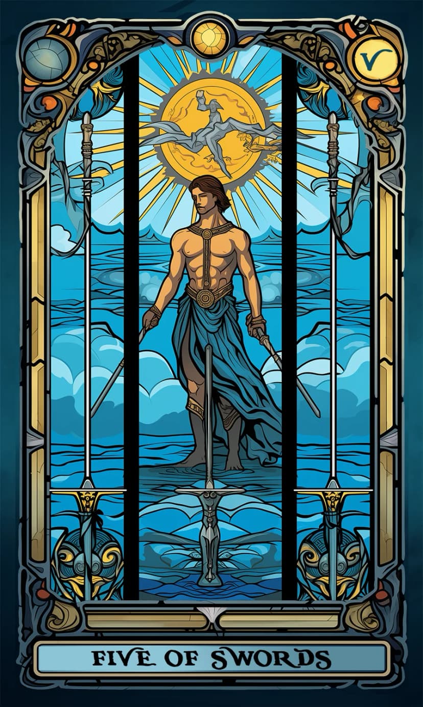 Изображение на карта таро Петица Мечове