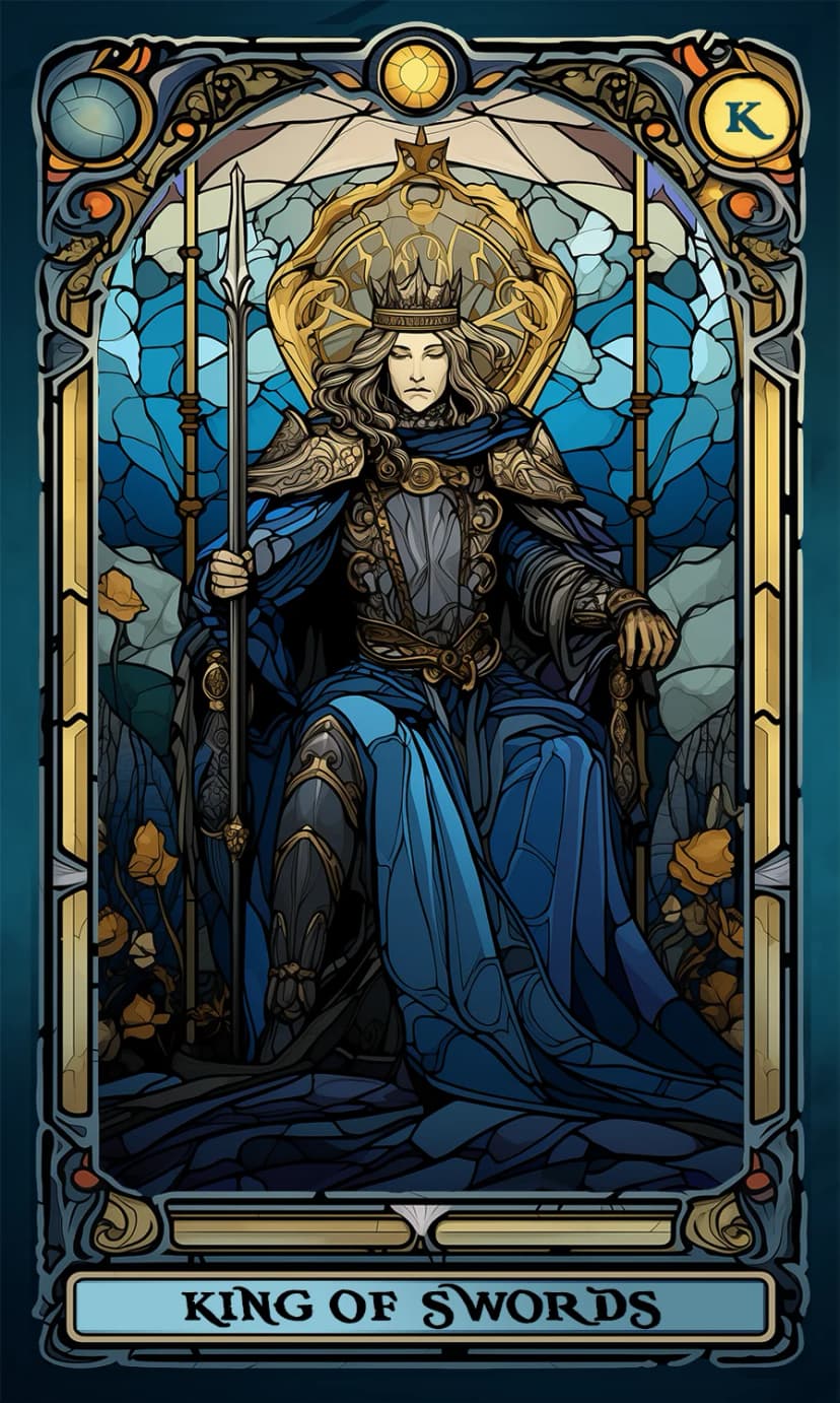 Изображение на карта таро Крал Мечове