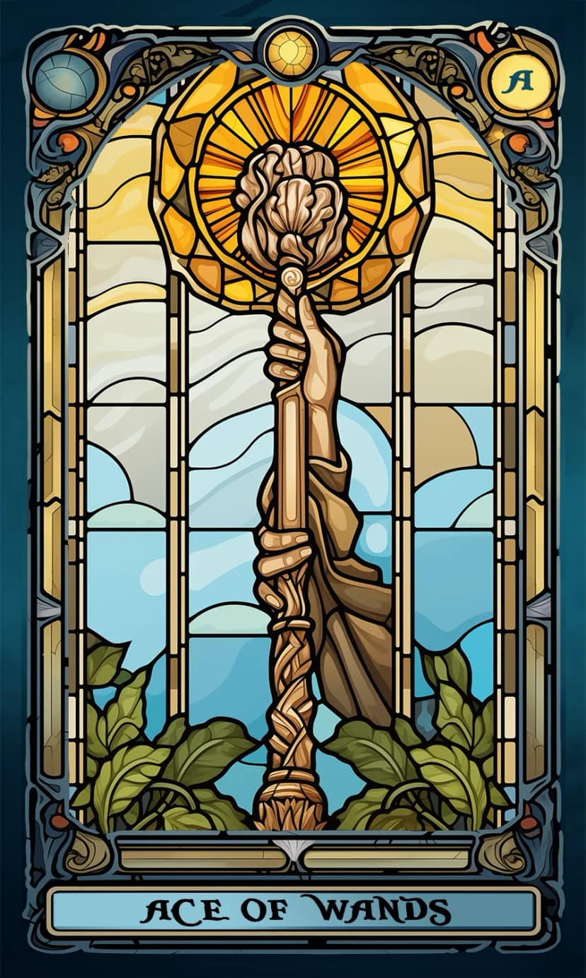 Изображение на карта таро Асо Жезли