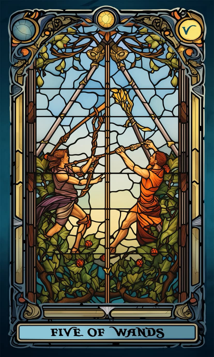 Изображение на карта таро Петица Жезли