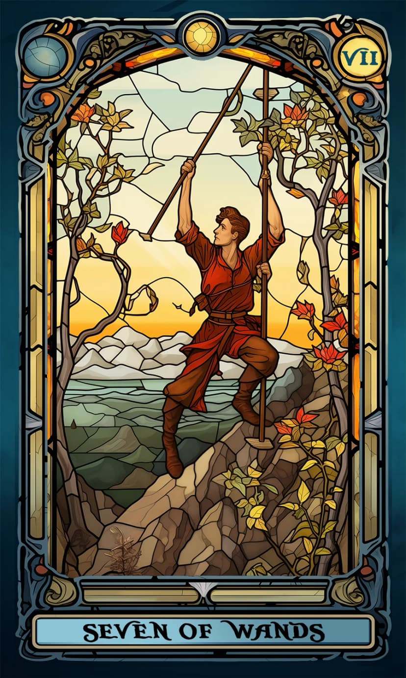 Изображение на карта таро Седмица Жезли