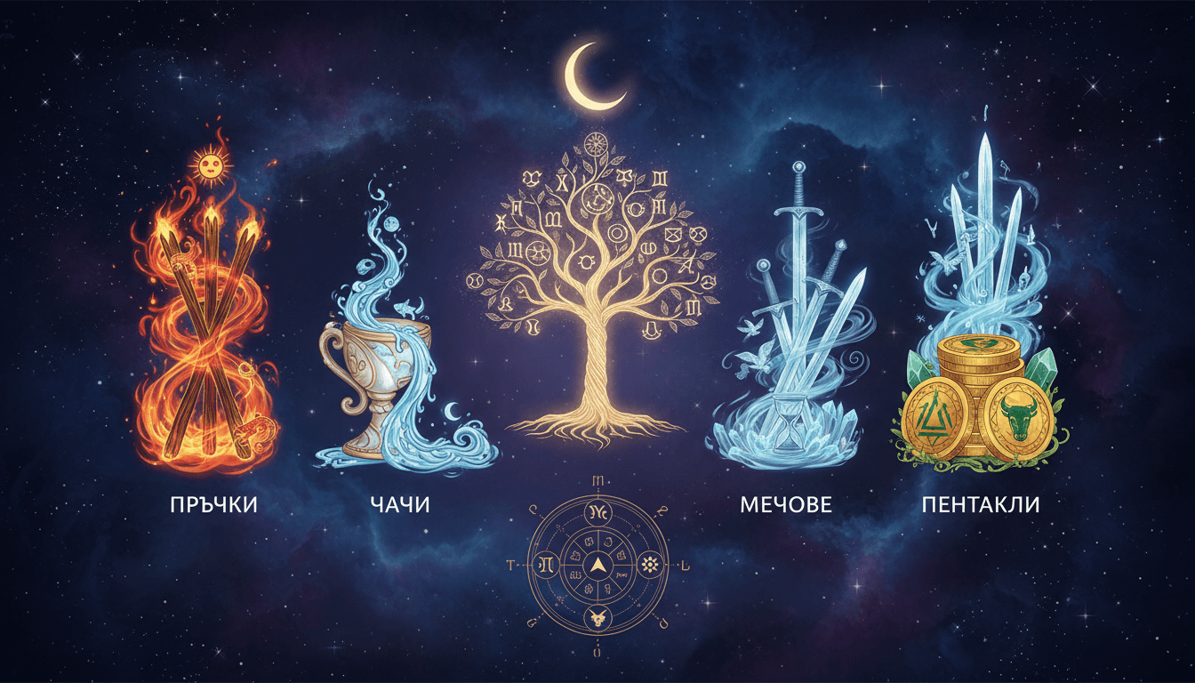 Малките Аркани: Стихиите в ежедневието – Пръчки, Чаши, Мечове, Пентакли